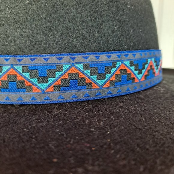 Boho Black Wool Felt Western-Style Hat - Picture 3 of 5